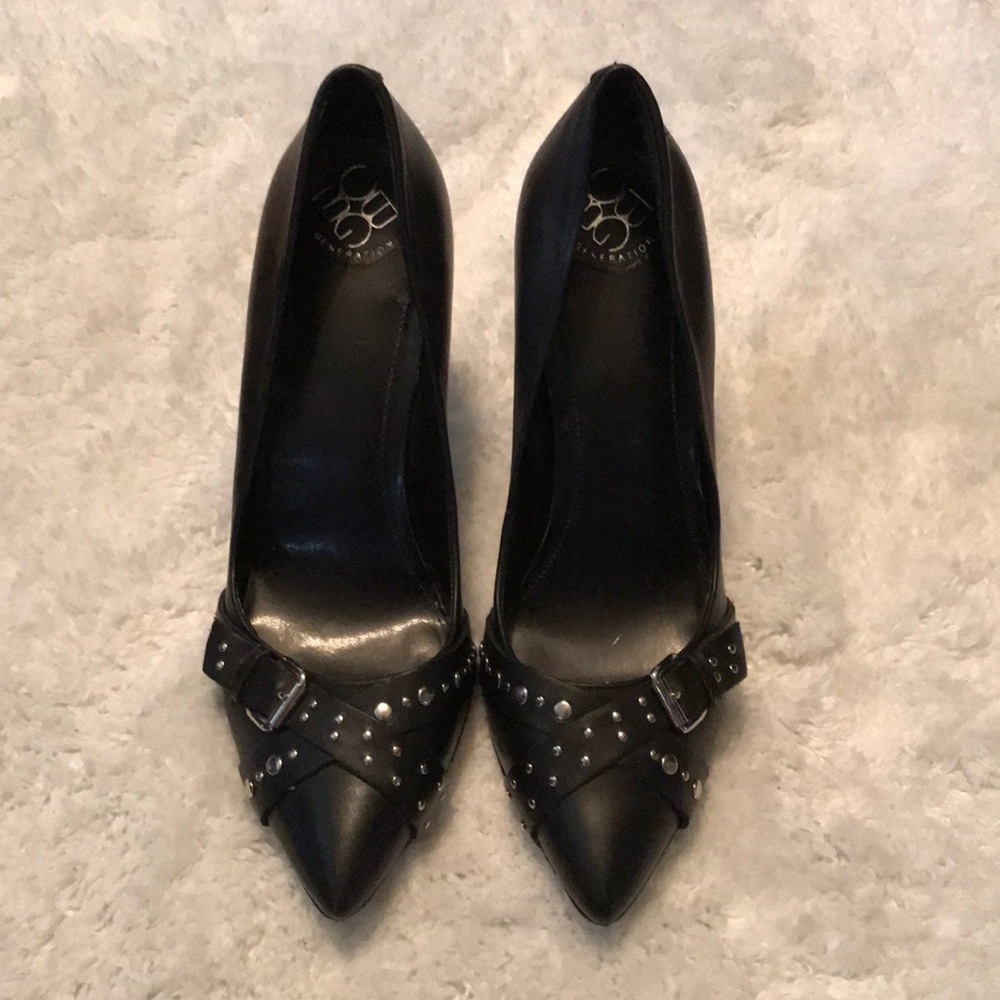 BCBGeneration Black Leather Stiletto Heels